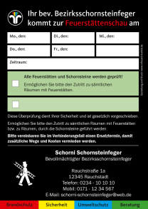 Anmeldezettel / Ansagezettel Feuerstättenschau